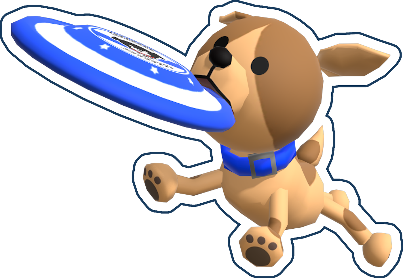 Frisbee Dog logo — a cartoon dog catching a blue frisbee